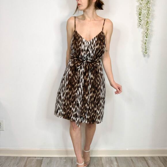 NWT L'AGENCE Camilla slip dress 100% silk leopard print belted - Picture 1 of 11